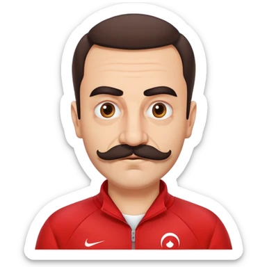 Recep İvedik Turkish comedy character with thick mustache bushy eyebrows red tracksuit expressive face sticker