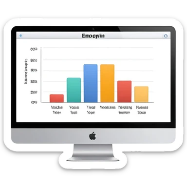 computer screen displaying a single presentation slide with a title line and a chart  sticker