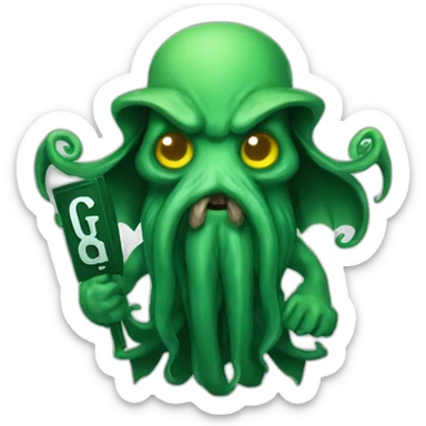 cthulhu with a beard holding a sign saying GG sticker