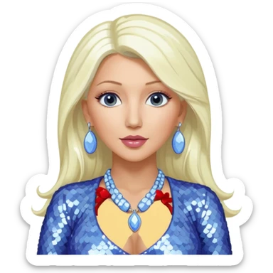 Christina Aguilera with long platinum blonde hair, periwinkle sequin outfit  sticker