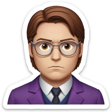 Helmut Zemo with brown hair and glasses, villain from Marvel's Captain America Civil War, serious expression sticker