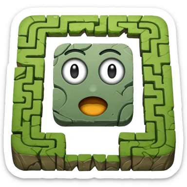 hazme un laberinto de piedra y el centro que sea un cuadrado de puro pasto sticker