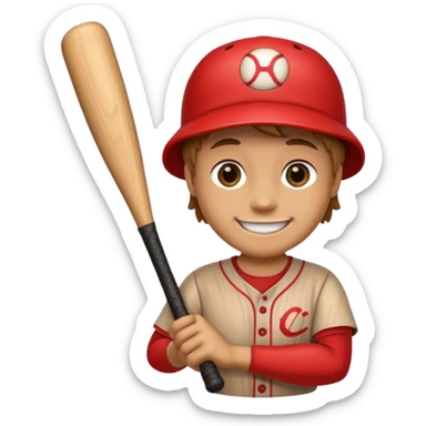 Log with a smiling face holding a baseball bat. sticker