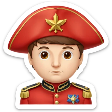 tomato wearing Napoleon Bonaparte's bicorne hat and military officer uniform sticker