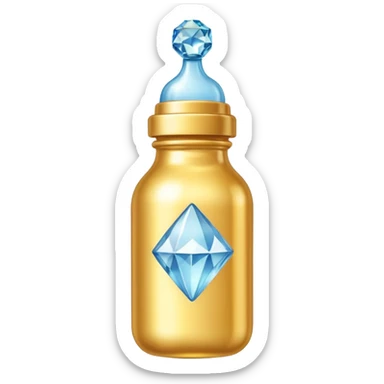 Biberón dorado con diamantes 🍼con ese biberón  de bebe  solo el biberón sticker