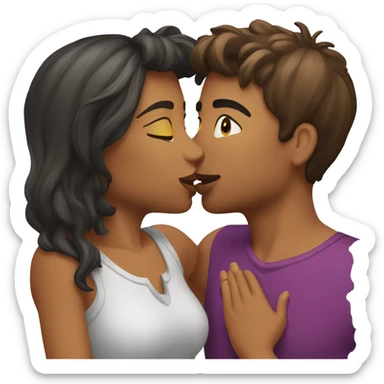 two girls kissing a deejay on his cheeks sticker