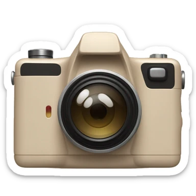 beige Palaroid camera with a photo card sticking out of it sticker