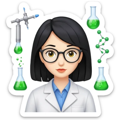 black hair woman scientist sticker