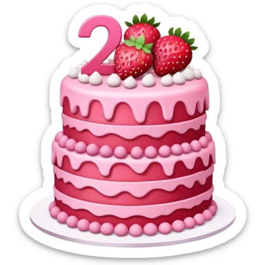 Pink cake with strawberries and the number 27 on top  sticker