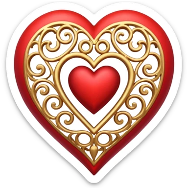 filigree valentine heart design, 3D, very detailed, hollow center sticker