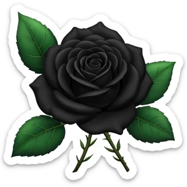 Rosa negra con hojas verdes sticker