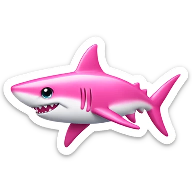 Pink shark with pretty eyes with glitter sticker