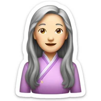 senior chinese lady with long hair sticker
