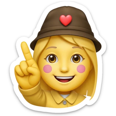 A Smiling Face with Smiling Eyes emoji with a hand korean finger heart emoji that has the middle finger sticking out sticker