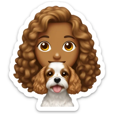 Cavapoo and burnette girl sticker
