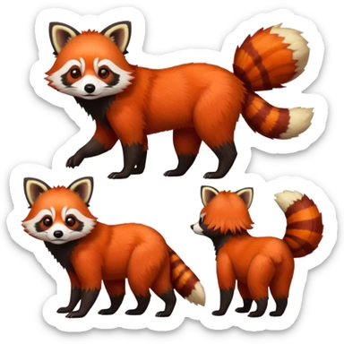 Realistic cool edgy 4-legged quadrupedal Red-Panda-Lemur-Raccoon-Dog-Red-Fox-animal-fusion-hybrid, Full body sticker
