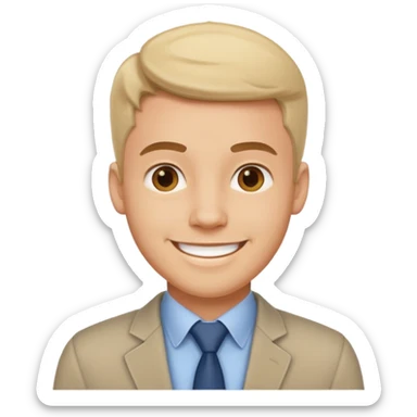 An outgoing office worker male in his late 20s, cheerful image sticker