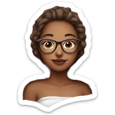 beautiful girl with glasses cuddled up in a pink and white blanket  sticker