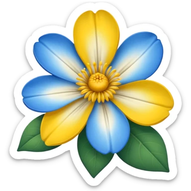 Flor azul y blanco y amarillo sticker