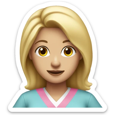 Blonde nurse wearing pink scrubs sticker