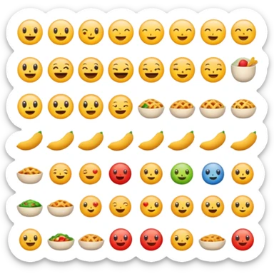 Find the different emoji.
2 food emojis.
Tiny detail change.
No faces, no expressions.
Simple layout. sticker