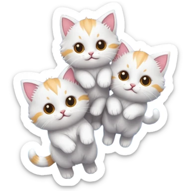 Super tiny kittens flying randomly in the sky with fireworks and no background  sticker