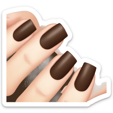 manicure with dark brown square nails sticker