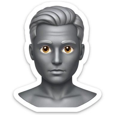 gray metal painted man bust sticker