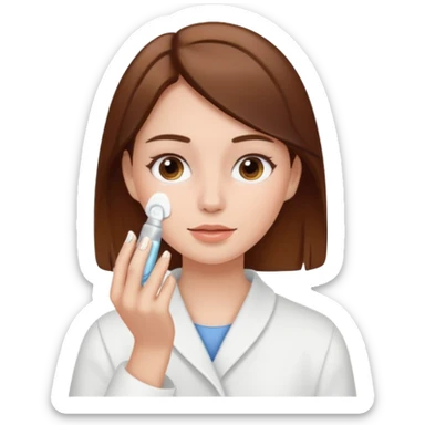 A girl doing white skin and brown hair skincare sticker