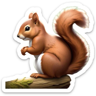 Beautiful and Majestic Squirrel Portrait Emoji, Head and body rendered in serene repose with a gentle, content smile and softly closed eyes, showcasing a delicately textured, bushy-tailed form and perky little ears, Simplified yet exquisitely endearing features, highly detailed, glowing with a soft, drowsy woodland light, high shine, relaxed and utterly enchanting, stylized with an air of timeless forest majesty, soft glowing outline, capturing the essence of a beautiful and majestic squirrel that embodies the pure charm of nature! sticker