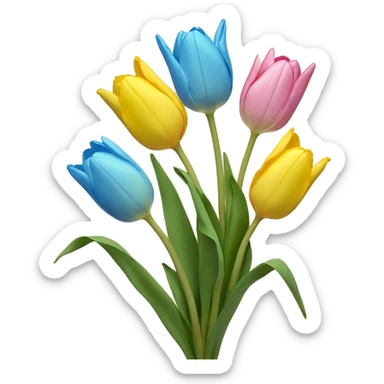 a pastel set of three tulips namely pink yellow blue  sticker
