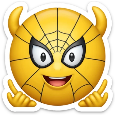 create a yellow emoji of spiderman. style old emoji sticker