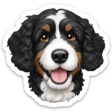 Black and white bernedoodle dog sticker