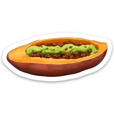 Sweet potato boat with mince and guacamole sticker
