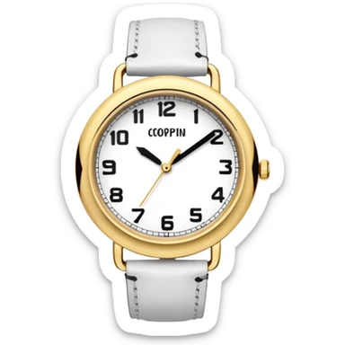 jolie montre à aiguilles, vintage, de couleur blanche, bracelet blanc en cuir sticker