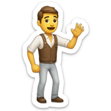 Hombre saludando con la mano hacia arriba sticker