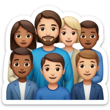 A group of modern people listening to Jesus sticker