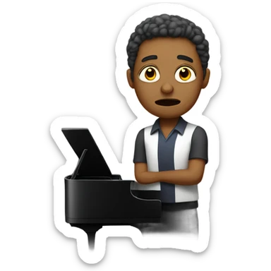 Unhappy teacher at piano sticker