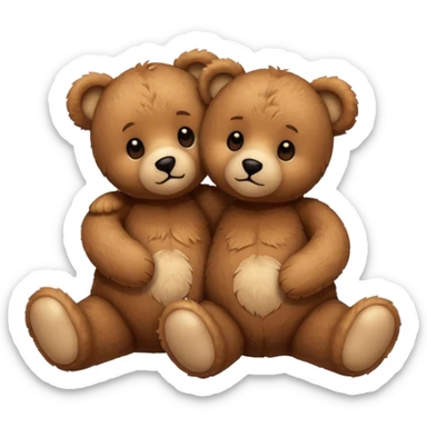 2 fluffy Teddy bears in love sticker