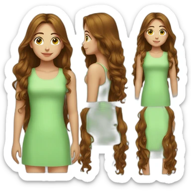 fille au yeux vert brune cheuveux long sticker