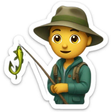 fisher with a big hook sticker