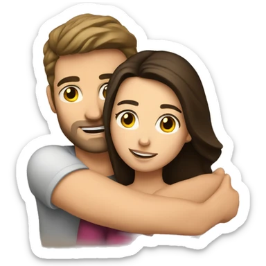 caucasian brunette couple hugging sticker