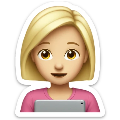 Little blonde girl watching iPad  sticker