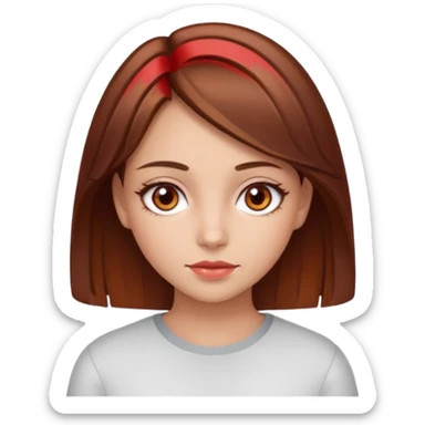 clean girl with brown eyes and brown hair that has red on top  sticker