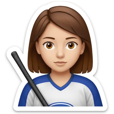 ragazza che gioca a hockey con occhi marroni e capelli castani sull età di 11/12 anni sticker