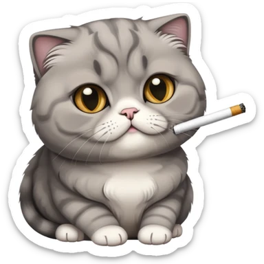 scottish fold cat smoking a cigarette sticker
