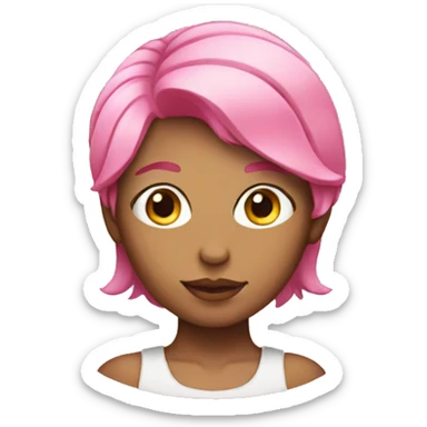 A girl with pink hair hard work sticker