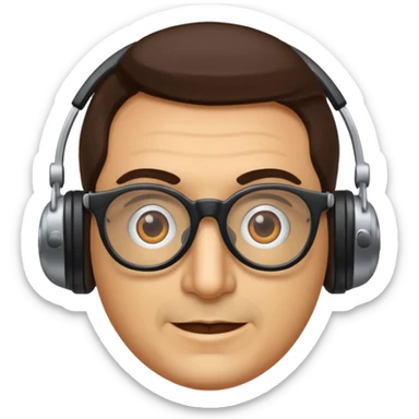 Un locutor de radio moreno con gafas sticker