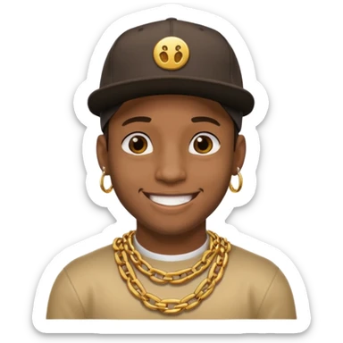 black guy with golden chains flesh tunnels and a snapback cap sticker