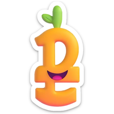 3D number 4 with a winking face sticker